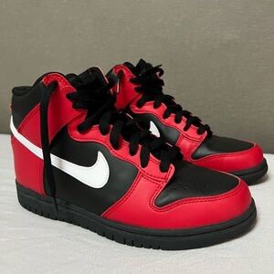 Nike Dunk High GS Shoes Athletic 6.5Y=Womens 8 Black/White/Red